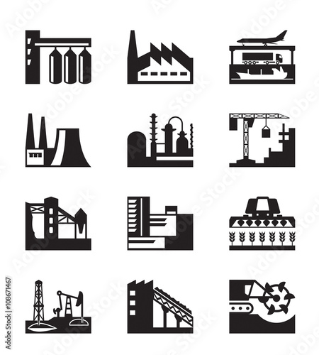 Different industrial plants - vector illustration