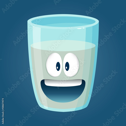 Glass of Water Funny Cartoon Character