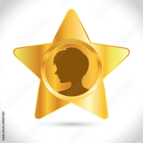 Golden Star 3D Icon With Boy Silhouette