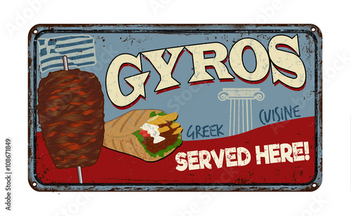 Gyros vintage rusty metal sign