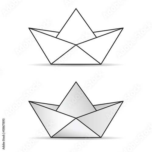 paper boat set icon illustration © dramaj
