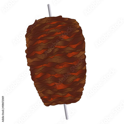 Traditional Greek Gyros meat on a stick