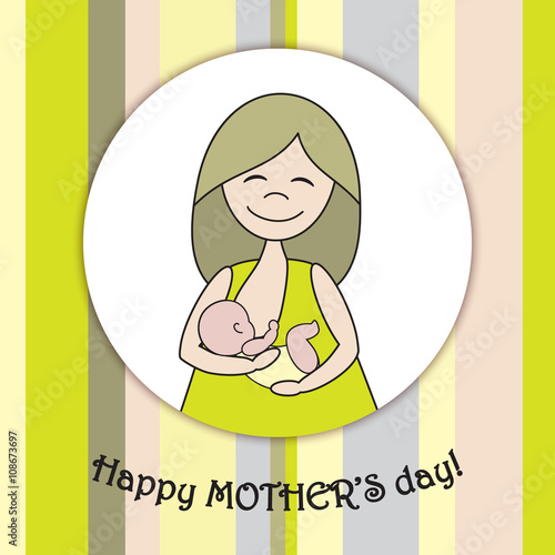 Greeting card whith nursing woman.