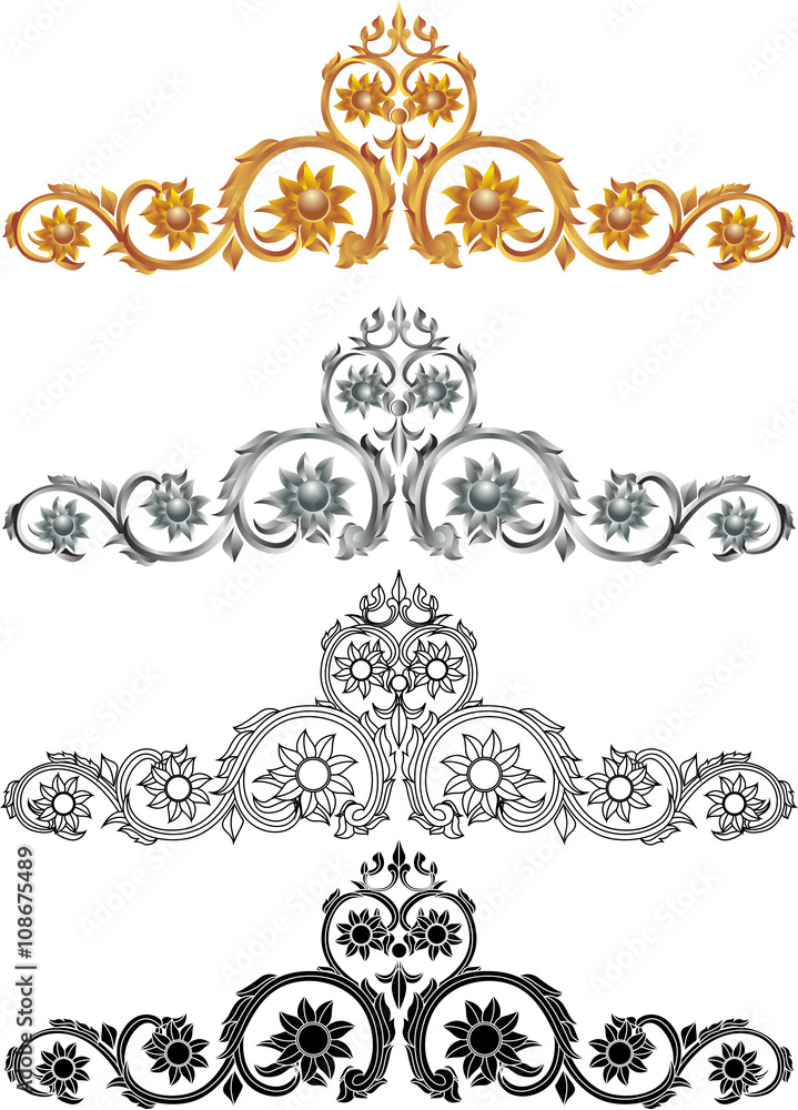 Design Elements Corners And Borders set for sticker cut and frame, line thai in temple and buddha tamplet,vector Design Elements Corners And Borders set for sticker cut and frame, line thai in temple and buddha tamplet,vector