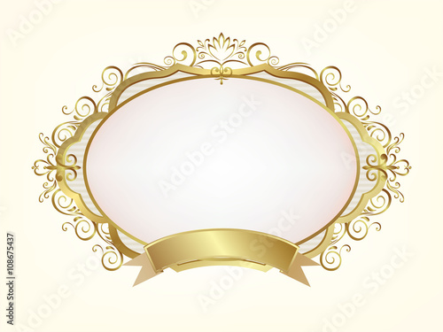 Gold vintage frame isolated on white background