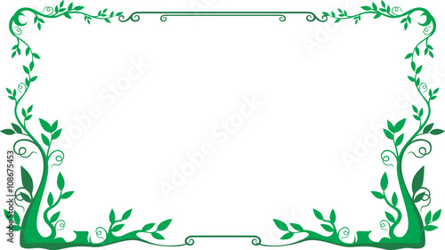 green leaf frame floral vector