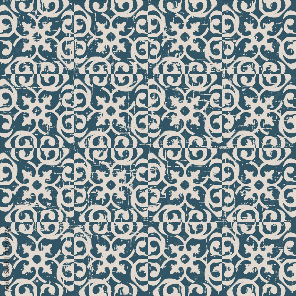 Seamless worn out antique background 218_curve spiral flower kaleidoscope