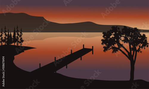 Pier at sunrise scenery