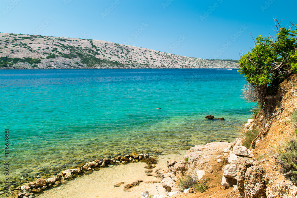 The crystal clear sea surrounding the island of Rab, Croatia.