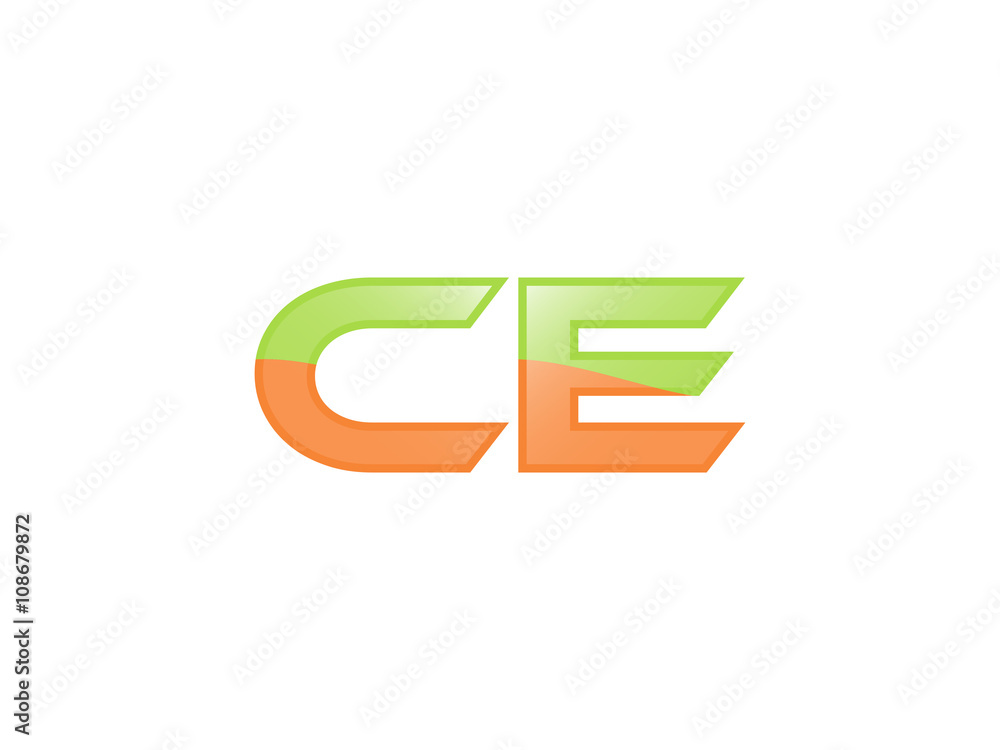 Green Orange shiny CE letters Green Orange shiny CE letters
