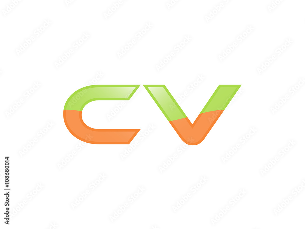 Green Orange shiny CV letters Green Orange shiny CV letters