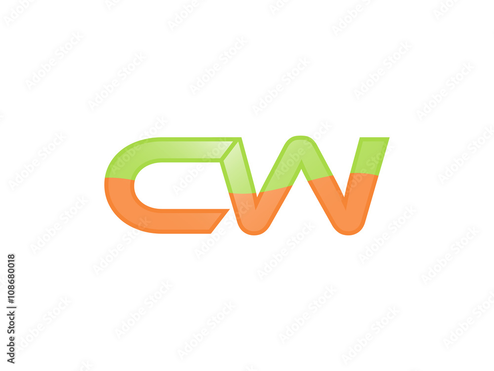 Green Orange shiny CW letters Green Orange shiny CW letters