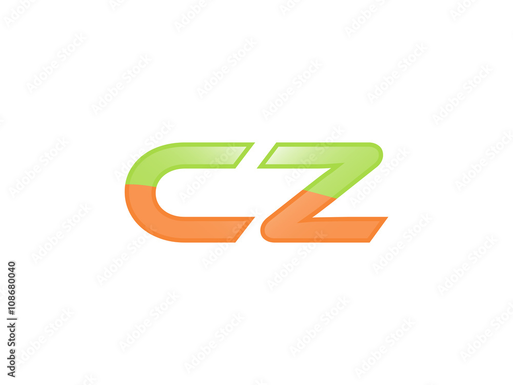 Green Orange shiny CZ letters Green Orange shiny CZ letters