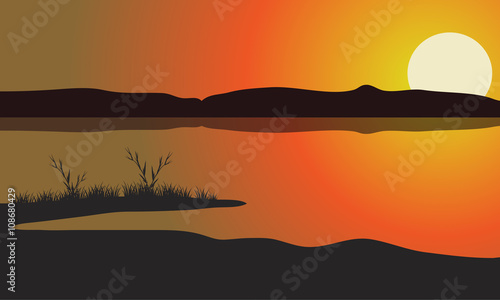 Lake at the sunset scenery