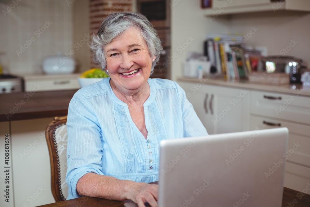 Portrait of happy senior woman using laptop Portrait of happy senior woman using laptop