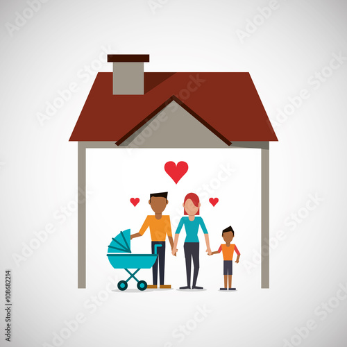 Family design, relationship and home concept, vector illustration
