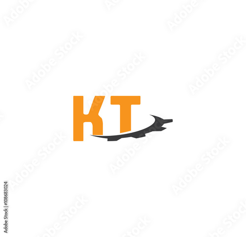 kt alphabet with swoosh gears