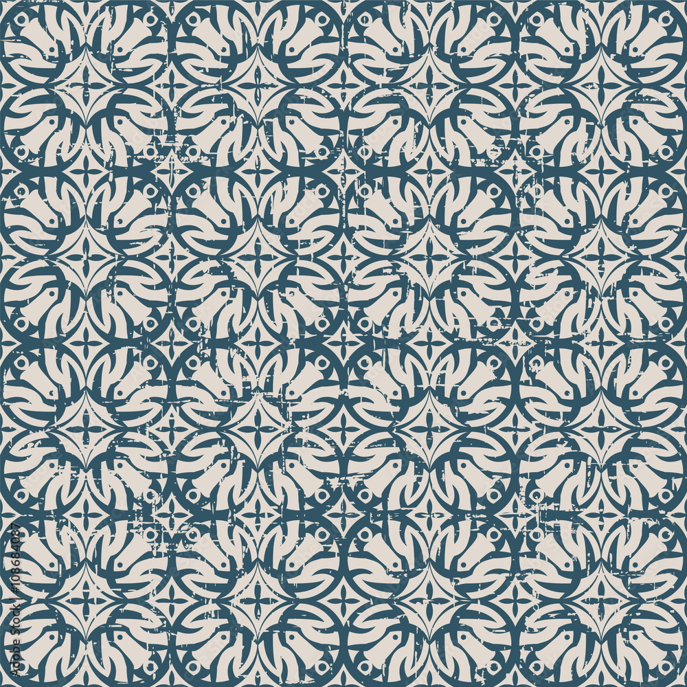 Fototapeta premium Seamless worn out antique background 236_cross round flower