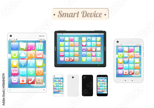 smart device wood board with smart phone and tablet 