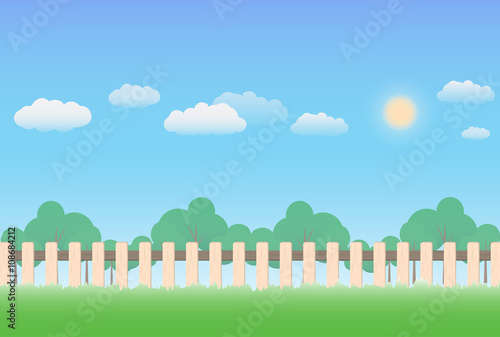 wood fence with nature background scene  