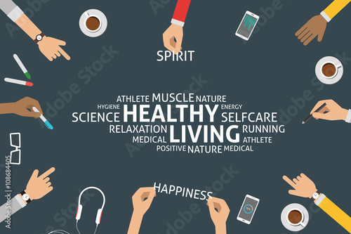 vector healthy living concept,template