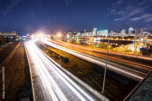 busy traffic on road at night in portland