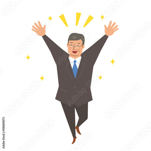 ビジネスマン　ジャンプ　ポーズ