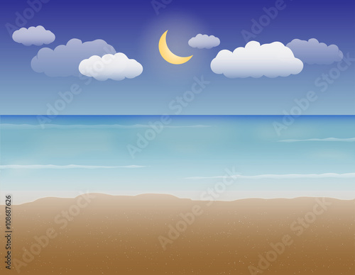 night sea beach scene