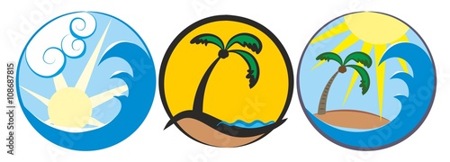 Fototapeta Naklejka Na Ścianę i Meble -  Logos of tropical island.
