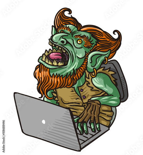 evil troll using a computer