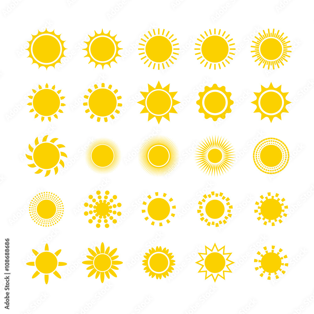 Sun icon set, vector illustration Sun icon set, vector illustration