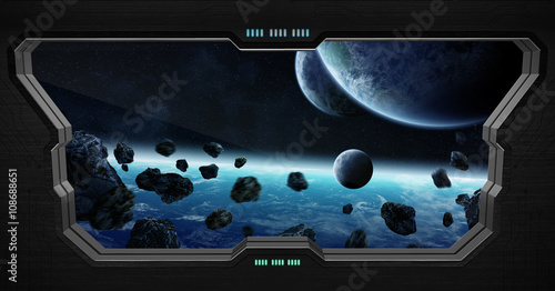 Fototapeta Naklejka Na Ścianę i Meble -  View of outer space from inside a space station