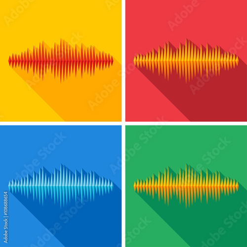 Set of flat music wave icons