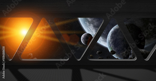 Fototapeta Naklejka Na Ścianę i Meble -  View of outer space from inside a space station