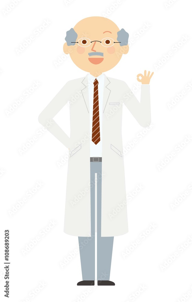 白衣の男性　シニア　全身　OK