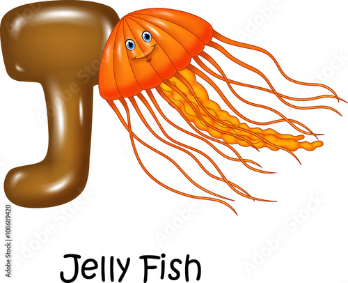 Illustration of J Letter for Jelly fish