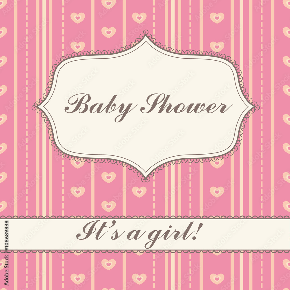 Background with banner baby shower girl vintage
