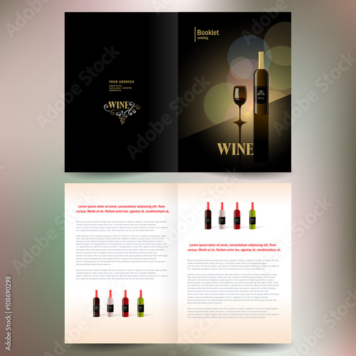 booklet catalog brochure folder wine red vine bokeh gold black b