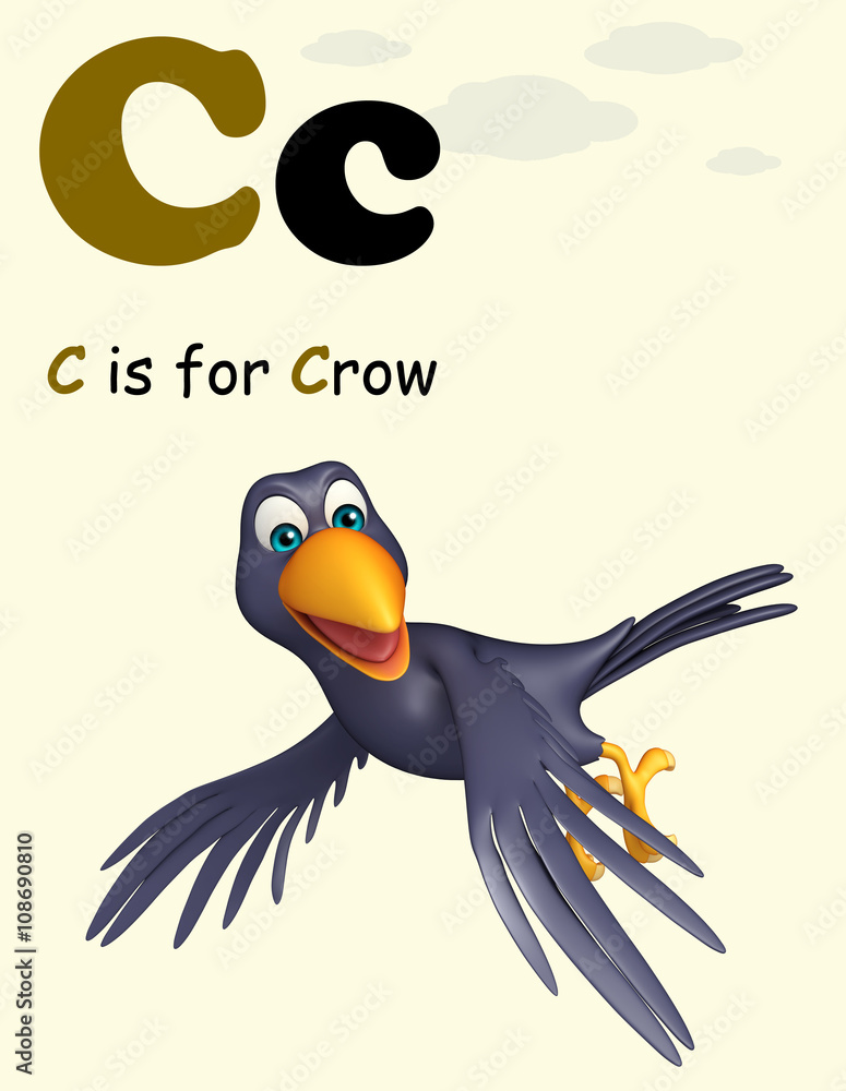 Obraz premium Crow bird with alphabate