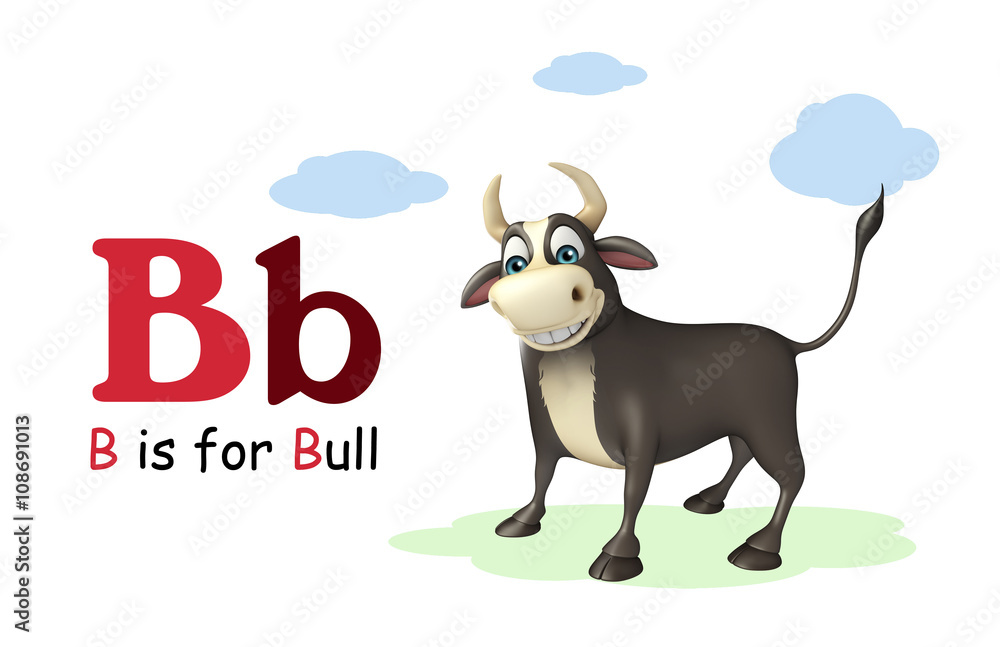 Bull farm animal with alphabate