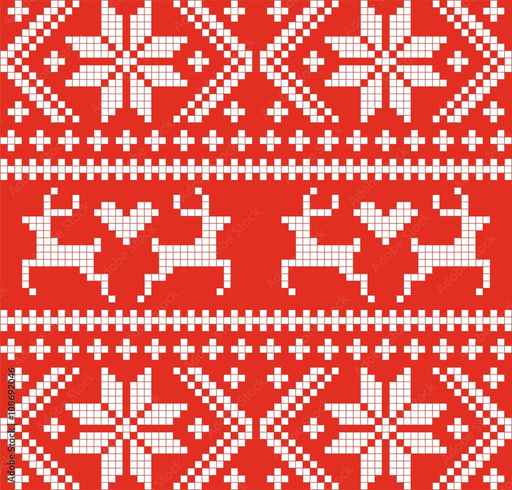Obraz premium Scandinavian Reindeer Seamless pattern