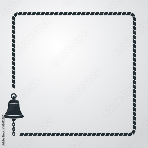 Icono plano campana de barca con marco de cuerda en fondo degradado