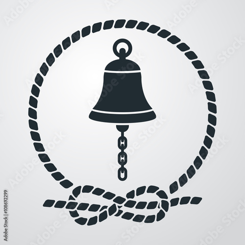 Icono plano campana de barco con circulo de cuerda en fondo degradado
