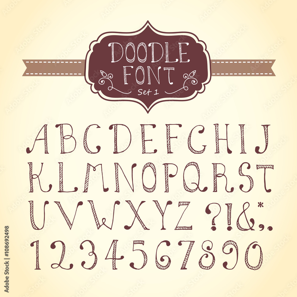 Doodle typographic set 1 / Hand drawn font / Hand drawn sketch alphabet ...