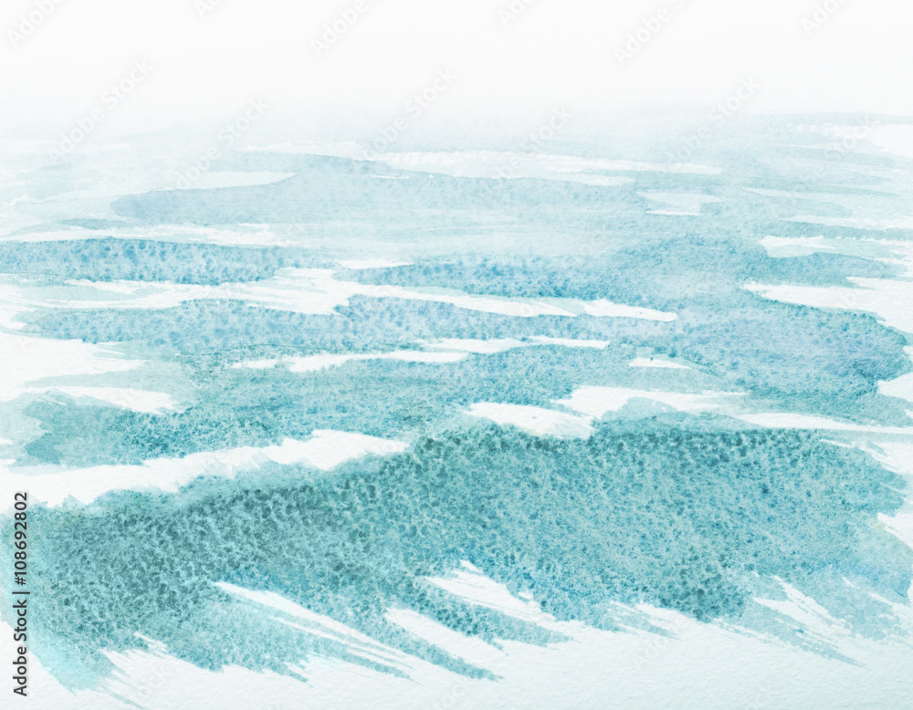 Obraz premium akwarela streszczenie ilustracja fal wody oceanu