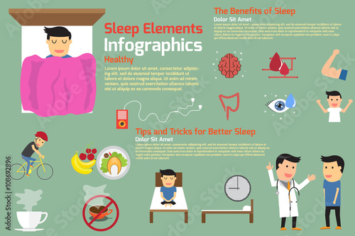 sleep infographics. tips and tricks for better sleep, benefits o