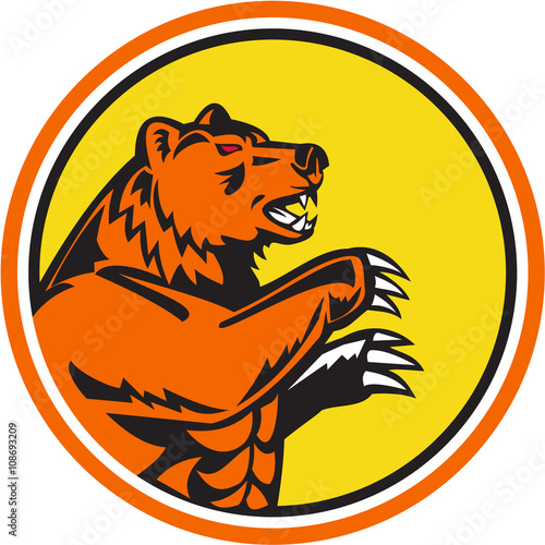 California Grizzly Bear Side Circle Retro