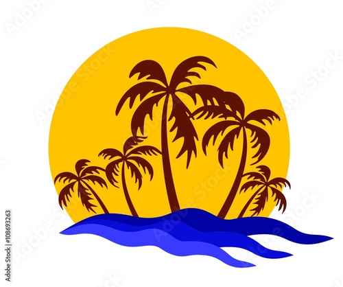 Fototapeta Naklejka Na Ścianę i Meble -  Logo of tropical island. 