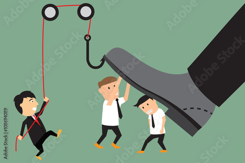 concept of conflict between subordinate and boss. businessman ba