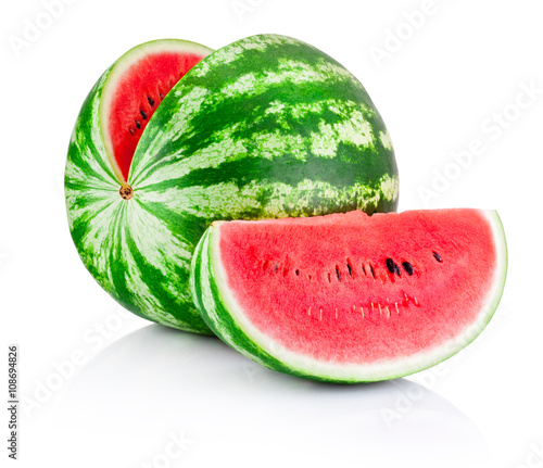 Ripe sliced watermelon isolated on white background